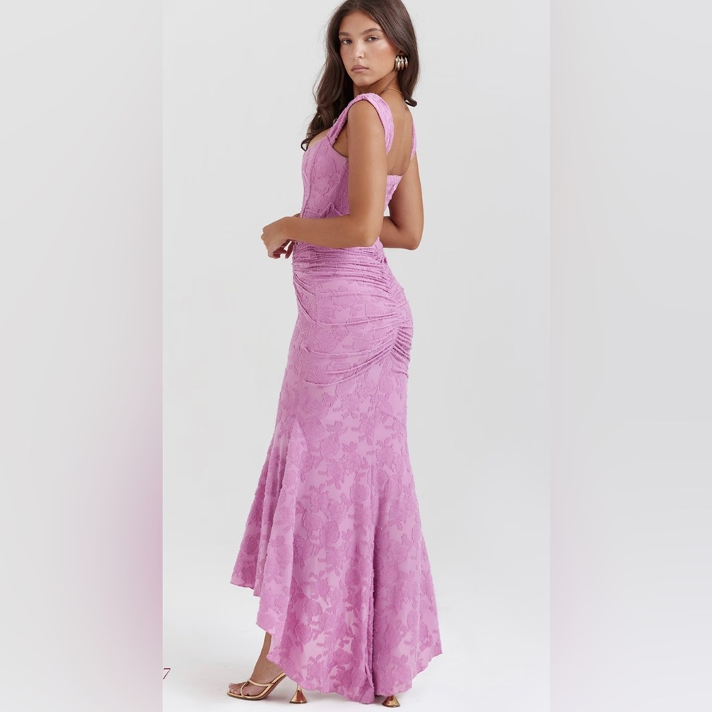 House of CB “Cesca Pink Ruched Off-Shoulder Gown - Picture 3 of 13